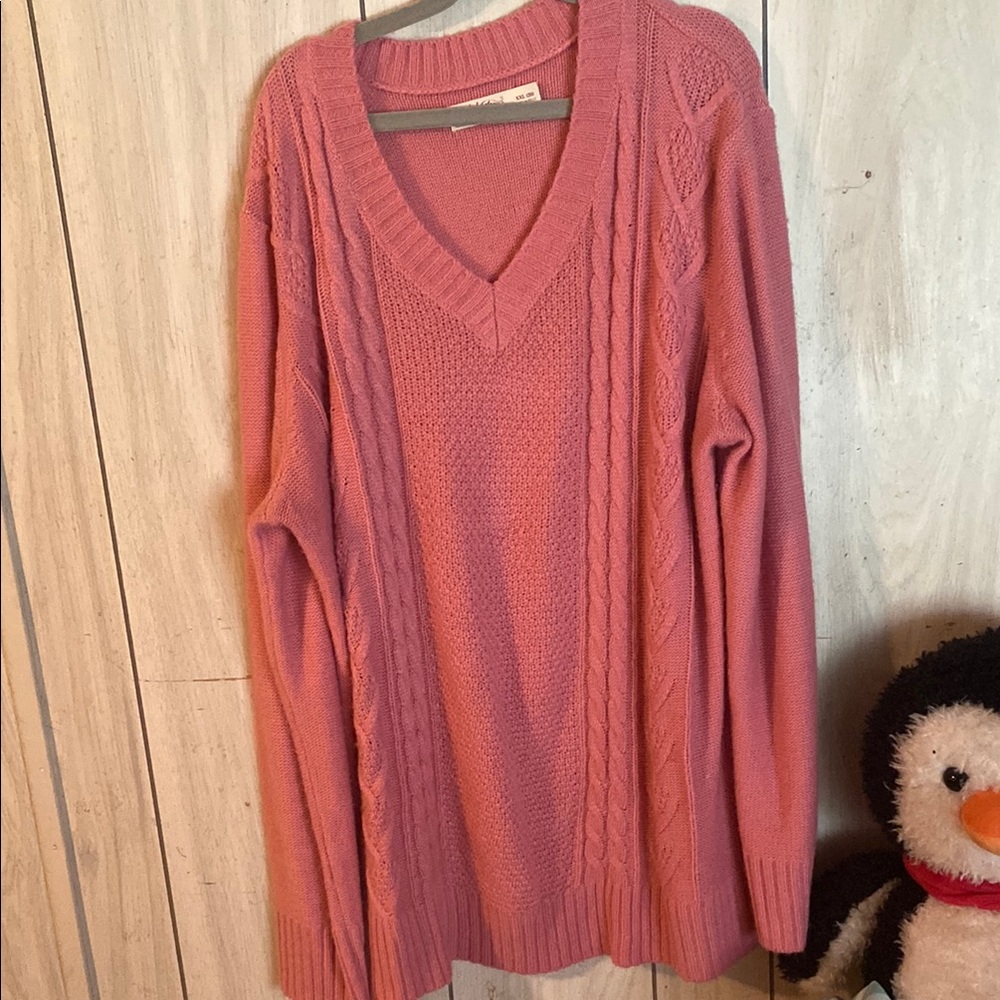 Women's Pink V-Neck Sweater